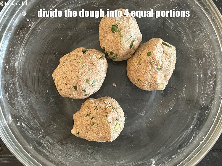 Step 12 – Divide the dough into 4 equal portions.