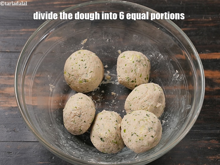 Step 13 – Divide the dough into 6 equal portions.
