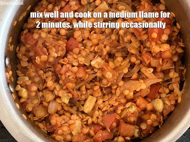 Step 12 – Mix well and cook on a medium flame for 2 minutes, while stirring occasionally.