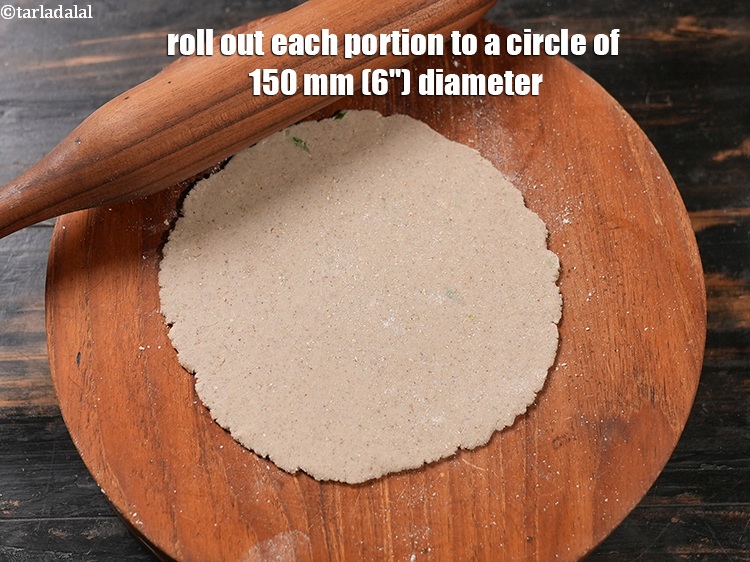 Step 12 – Roll out each portion to a circle of 150 mm (6") diameter.