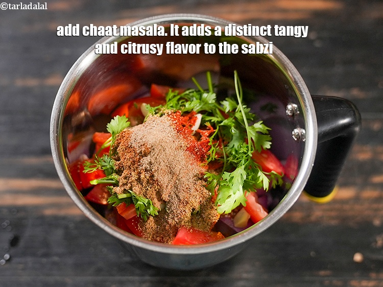 Step 12 – Add &frac14; tsp <a href="https://www.tarladalal.com/glossary-chaat-masala-300i">chaat masala</a>. It adds a distinct tangy and citrusy flavor to …