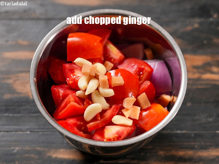 Step 12 – Add 1 tsp <a href="https://www.tarladalal.com/glossary-chopped-ginger-786i">chopped ginger (adrak)</a>.