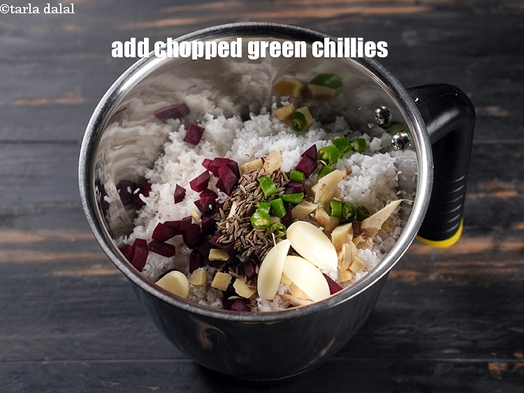 Step 12 – Add 1 tsp <a href="https://www.tarladalal.com/glossary-chopped-green-chilli-820i">chopped green chillies</a>.&nbsp;
