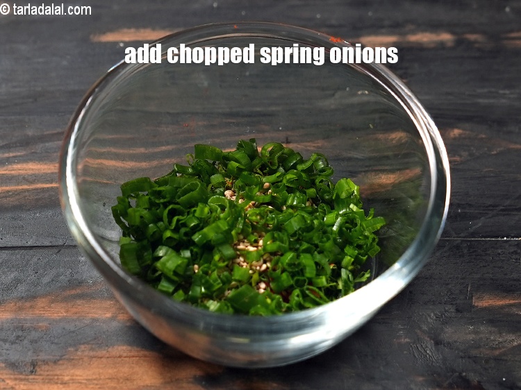 Step 12 – Add 1 tbsp finely chopped spring onions.