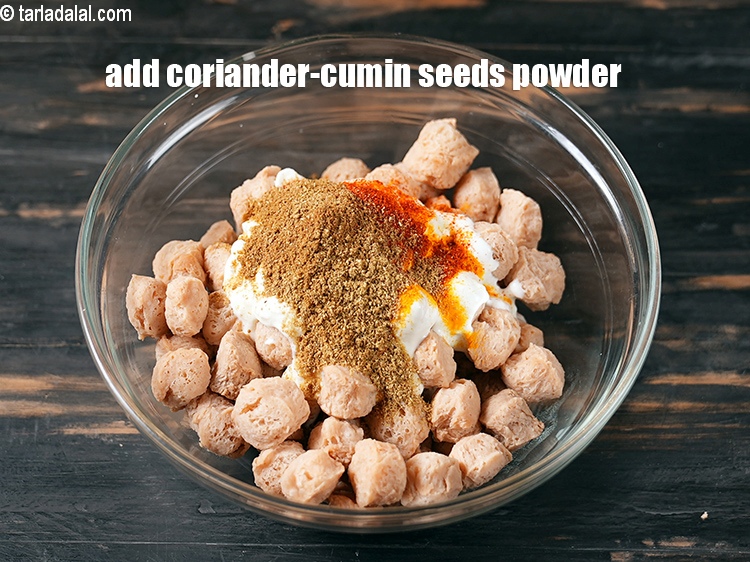 Step 12 – Add 2 tsp&nbsp;<a href="https://www.tarladalal.com/glossary-coriander-cumin-seeds-powder-dhania-jeera-powder-375i">coriander-cumin seeds (dhania-jeera) powder</a>.&nbsp;