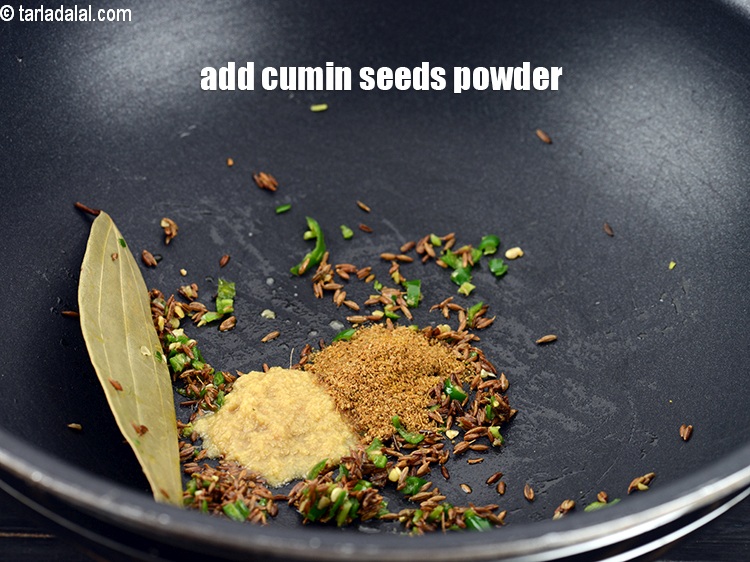 Step 12 – Add &frac12; tsp <a href="https://www.tarladalal.com/glossary-cumin-seeds-powder-jeera-powder-zeera-powder-382i">cumin seeds (jeera) powder</a>.&nbsp;