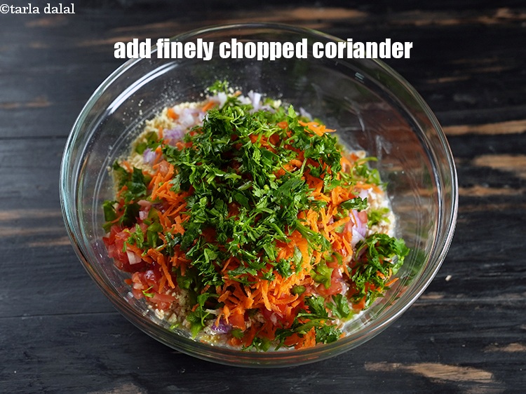 Step 12 – Add 2 tbsp finely <a href="https://www.tarladalal.com/glossary-chopped-coriander-783i">chopped coriander (dhania)</a>.
