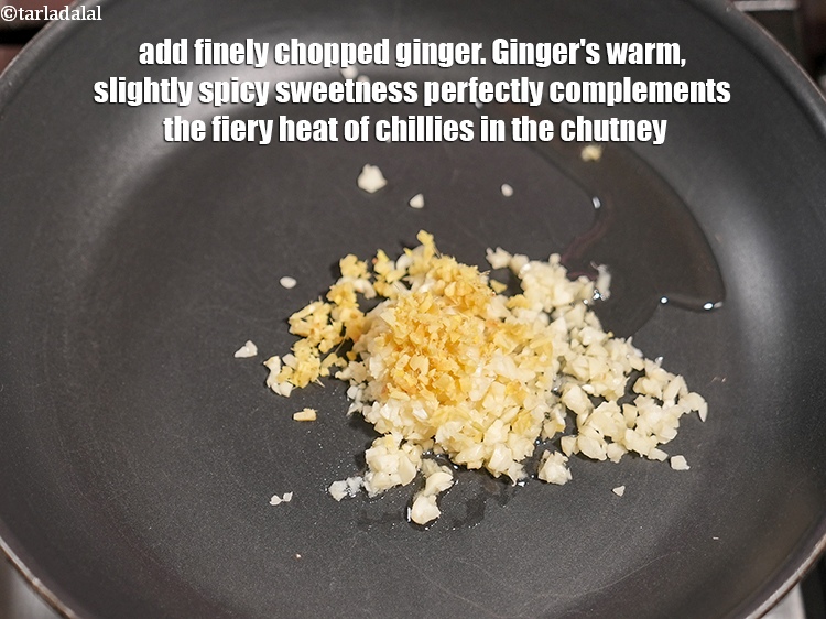 Step 12 – Add 1 tsp finely <a href="https://www.tarladalal.com/glossary-chopped-ginger-786i">chopped ginger (adrak)</a>. Ginger's warm, slightly spicy sweetness perfectly complements …