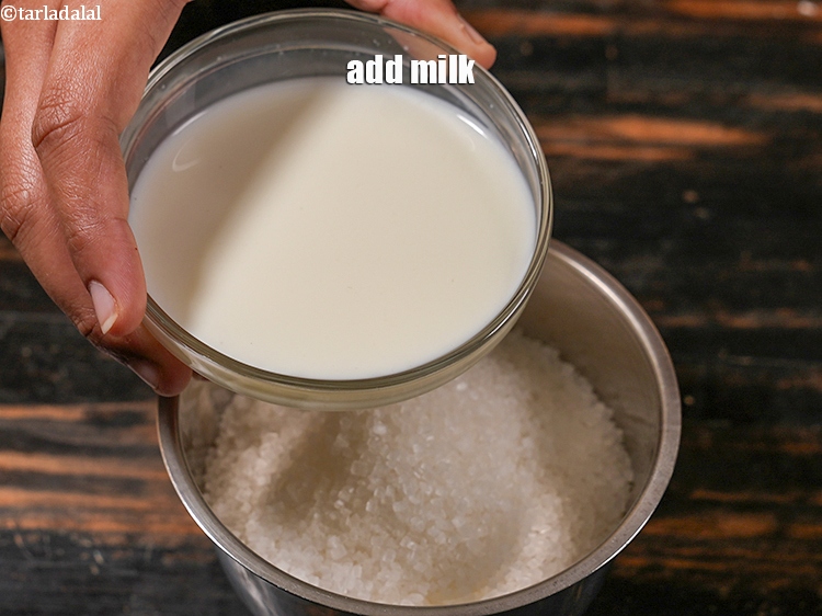 Step 12 – Add &frac12; cup milk.