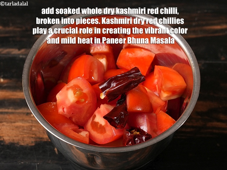Step 12 – Add 1 soaked <a href="https://www.tarladalal.com/glossary-whole-dry-kashmiri-red-chillies-kashmiri-mirch-kashmiri-lal-mirch-332i">whole dry kashmiri red chilli</a>, broken into pieces. Kashmiri dry red …