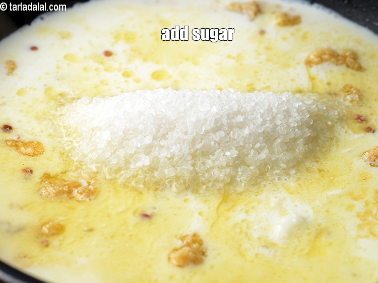 Step 12 – Add &frac34; cup sugar.