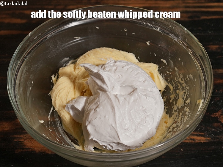 Step 12 – Add the softly beaten whipped cream.