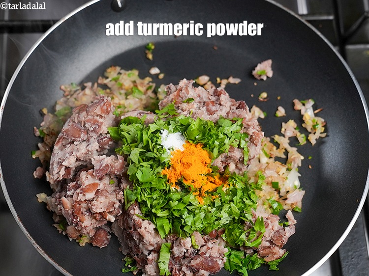 Step 12 – Add &frac14; tsp turmeric powder.&nbsp;
