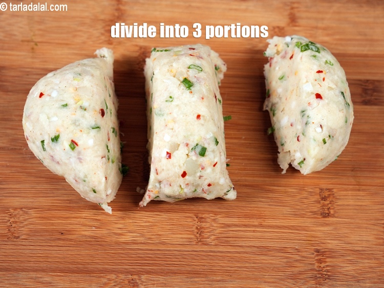 Step 12 – Divide the mixture into 3 equal portions.