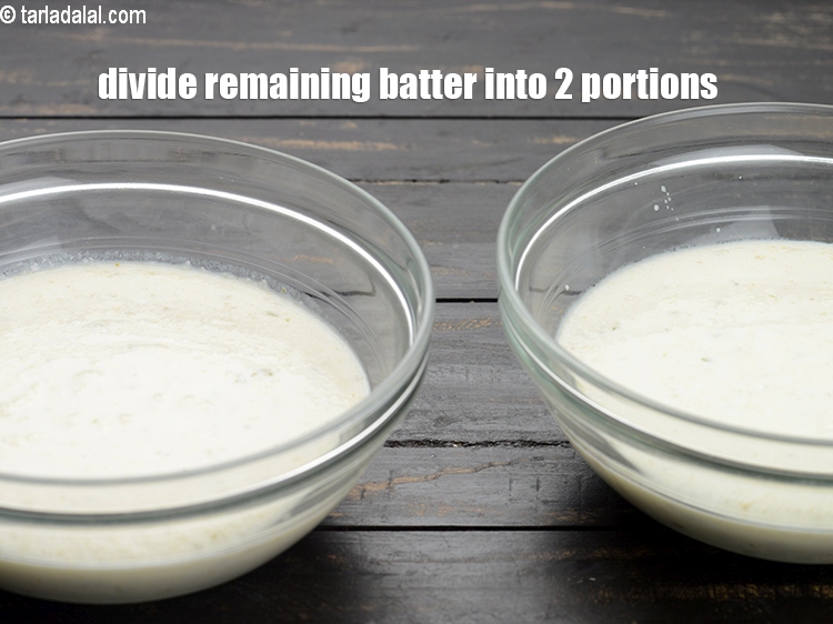 Step 13 – Now divide the remaining batter into 2 equal portions.
