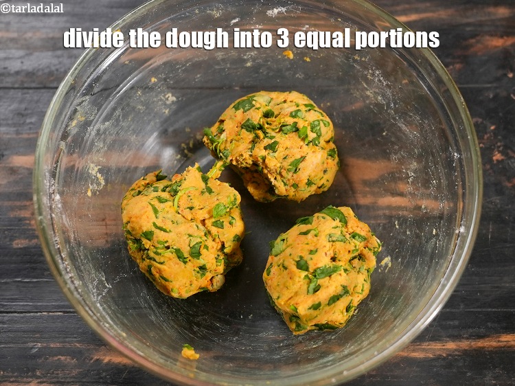 Step 12 – Divide the dough into 3 equal portions.