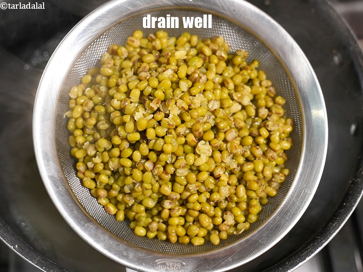 Step 13 – Drain well. For this recipe we will use the moong water. The moong can be …