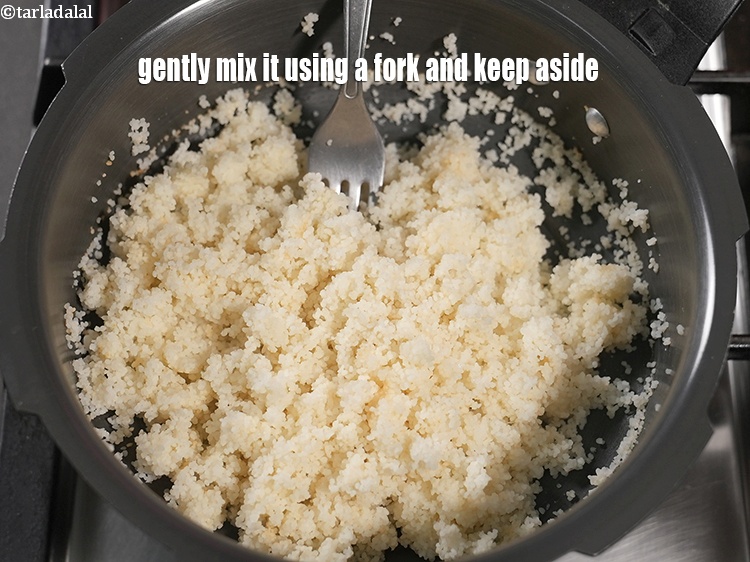 Step 12 – Gently mix it using a fork and keep aside.