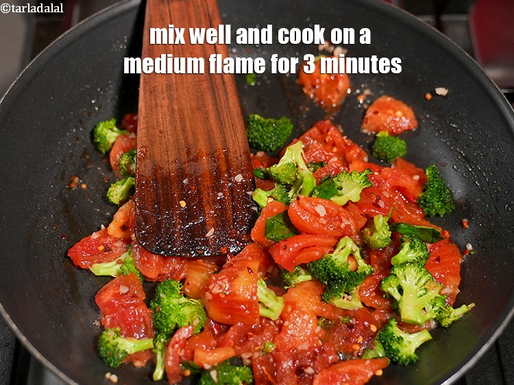 Step 12 – Mix well and cook on a medium flame for 3 minutes, while stirring occasionally.