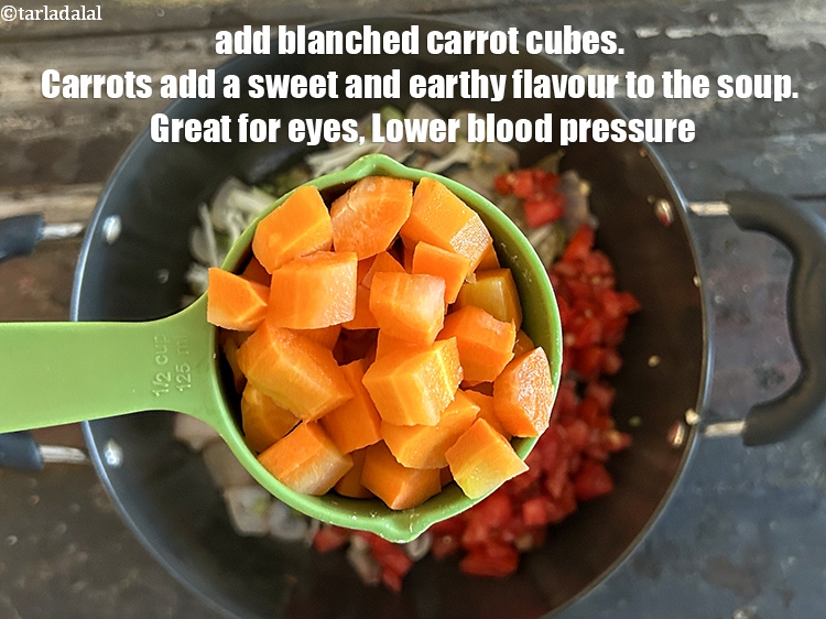 Step 24 – Add&nbsp;<meta charset="UTF-8" />1/2 cup&nbsp;<a href="glossary-blanched-carrot-1839i">blanched carrot</a>&nbsp;cubes.&nbsp;<meta charset="UTF-8" />Carrots add a slightly sweet and earthy flavor …