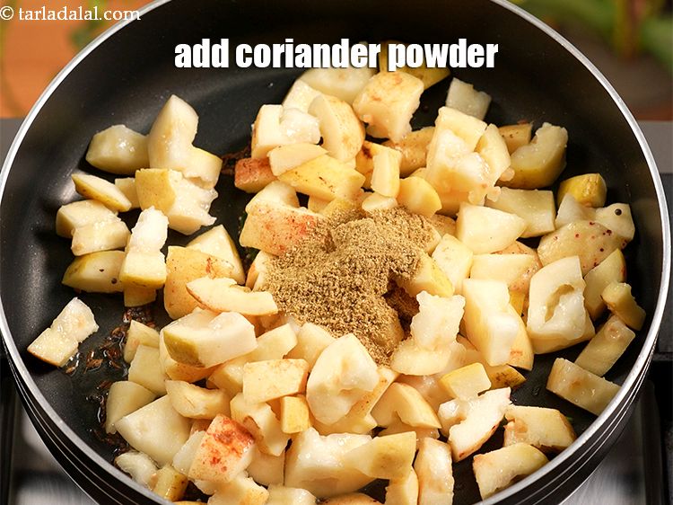 Step 12 – Add 2 tsp&nbsp;<a href="https://www.tarladalal.com/glossary-coriander-powder-dhania-powder-370i">coriander (dhania) powder</a>.&nbsp;
