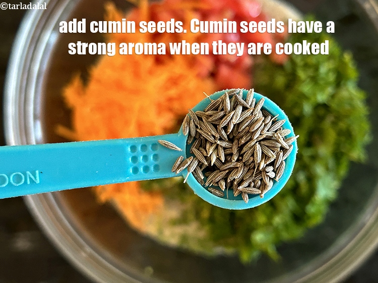 Step 28 – Add&nbsp;<strong>1/2 tsp</strong>&nbsp;<a href="glossary-cumin-seeds-jeera-zeera-381i">cumin seeds (jeera)</a>.&nbsp;Cumin seeds have a strong and pleasant aroma that is released …