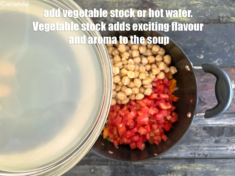 Step 19 – <meta charset="UTF-8" />Add 5&nbsp;cups of&nbsp;<a href="https://www.tarladalal.com/basic-vegetable-stock-38556r">vegetable stock</a>&nbsp;or&nbsp;&nbsp;hot water. For better taste use&nbsp;<a href="https://www.tarladalal.com/basic-vegetable-stock-38556r">vegetable stock</a>&nbsp;or if …