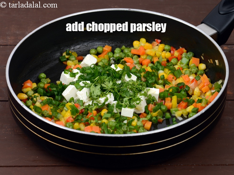 Step 11 – Add 1 tsp&nbsp;<a href="https://tarladalal.com/glossary-chopped-parsley-793i">chopped parsley</a>. If you do not have parsley you can also add …