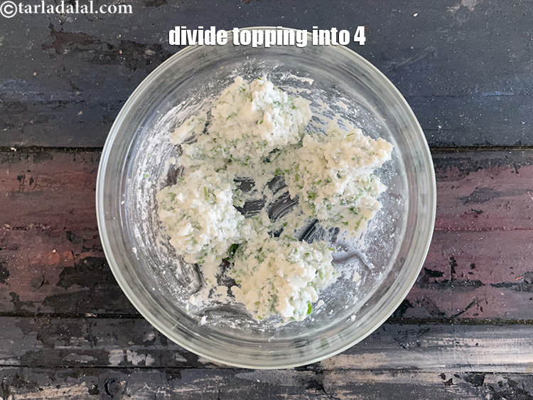 Step 13 – <meta charset="UTF-8" />Divide the topping into 4 equal portions.&nbsp;