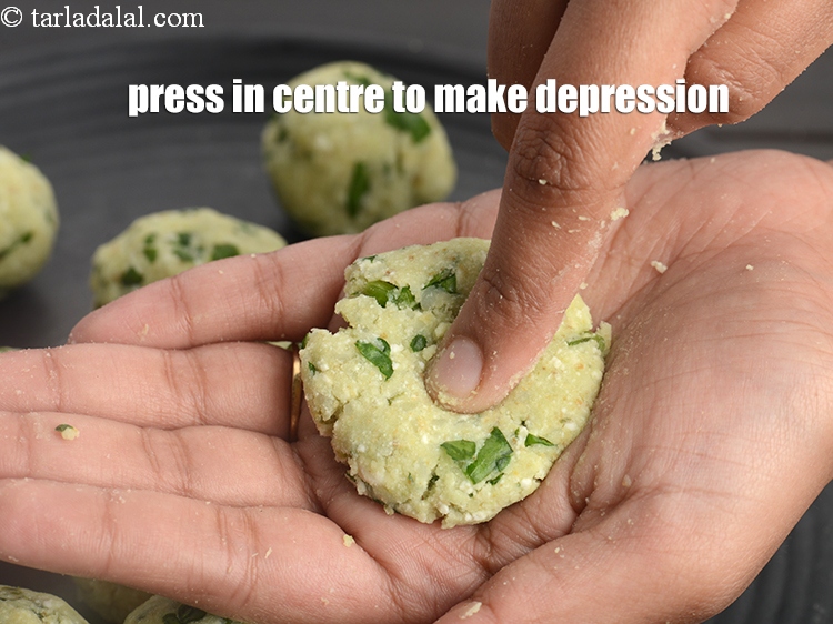 Step 11 – Press a little in the centre of each round to make a depression.