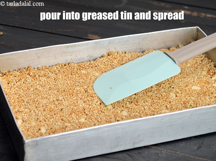 Step 14 – Immediately pour into a greased 225 mm. (9&rdquo;) by 125 mm. (5&rdquo;) aluminium tin and …