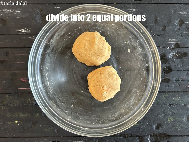 Step 13 – Divide the dough into 2 equal portions.