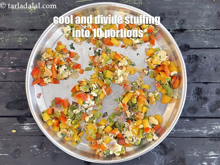 Step 21 – Remove from the flame and allow it to cool completely.&nbsp;Divide the stuffing into 10 equal …