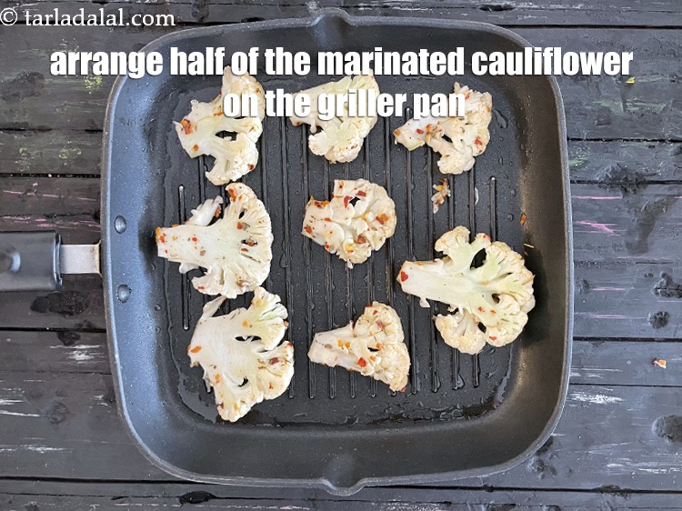 Step 14 – Arrange half of the marinated cauliflower on it.