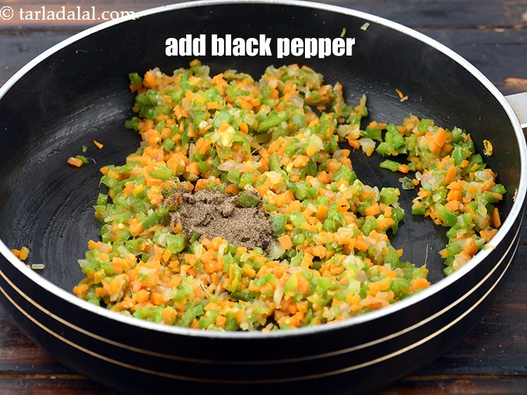 Step 12 – Add 1/2 tsp&nbsp;<a href="https://www.tarladalal.com/glossary-freshly-ground-black-pepper-kalimirch-powder-kali-mirch-ka-powder-567i">freshly ground black pepper (kalimirch)</a><br /> .