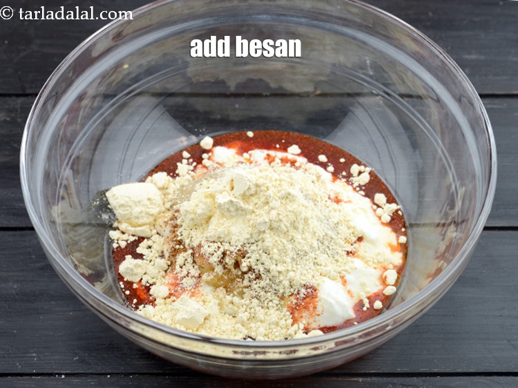 Step 14 – Add 1 tbsp&nbsp;<a href="https://www.tarladalal.com/glossary-besan-chana-dal-flour-bengal-gram-flour-952i">besan (bengal gram flour)</a>.&nbsp;