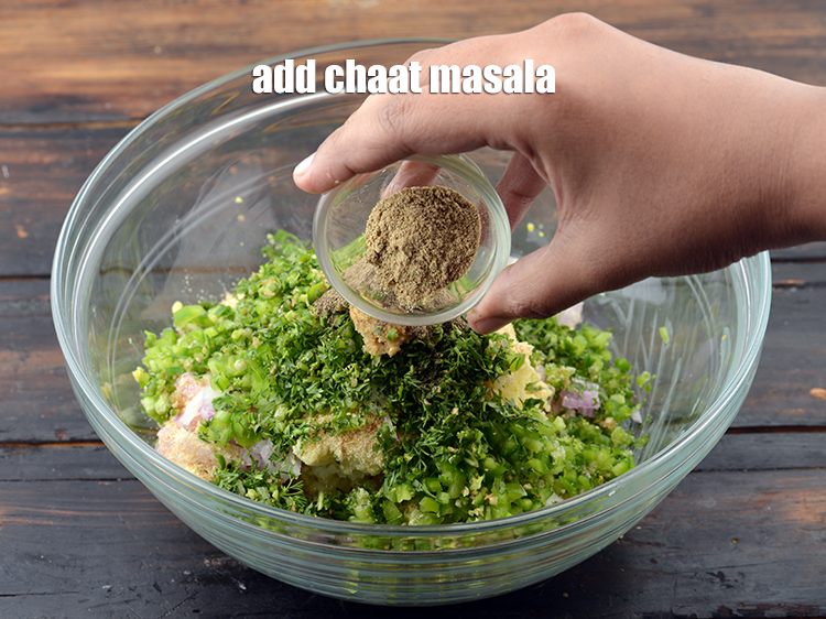 Step 12 – Add 1 tsp&nbsp;<a href="https://www.tarladalal.com/glossary-chaat-masala-300i">chaat masala</a>.