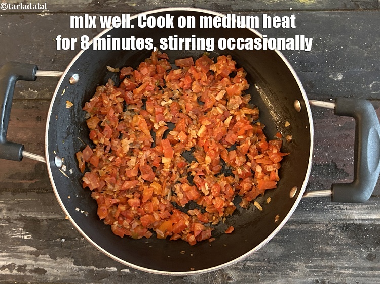 Step 12 – Mix well. Cook on medium flame for 8 minutes ,while stirring occasionally.