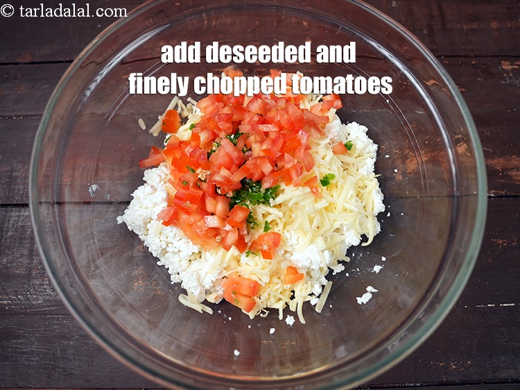 Step 12 – Add 1/4 cup deseeded and finely <a href="https://www.tarladalal.com/glossary-chopped-tomatoes-779i">chopped tomatoes</a>.
