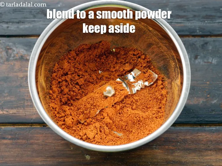 Step 17 – Blend to a smooth powder. Keep the rasam powder aside.