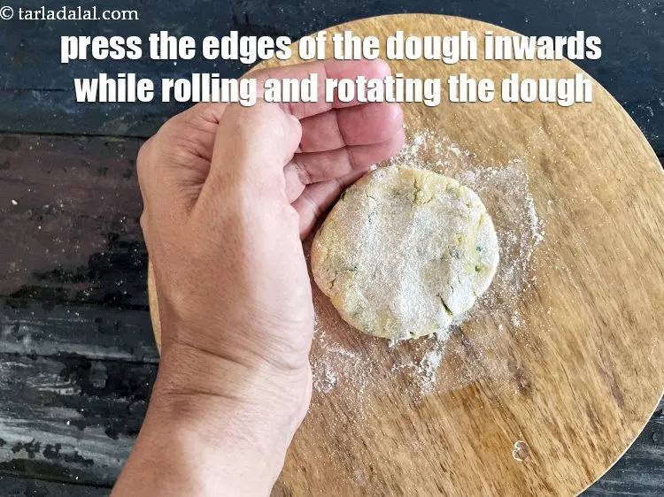 Step 14 – <strong>Press the</strong> <strong>edges with your hands</strong> when you roll and rotate the dough. This you …