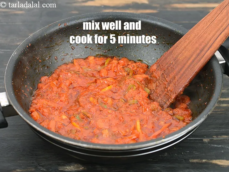 Step 19 – Mix well and cook on medium flame for 5 minutes, while stirring occasionally.