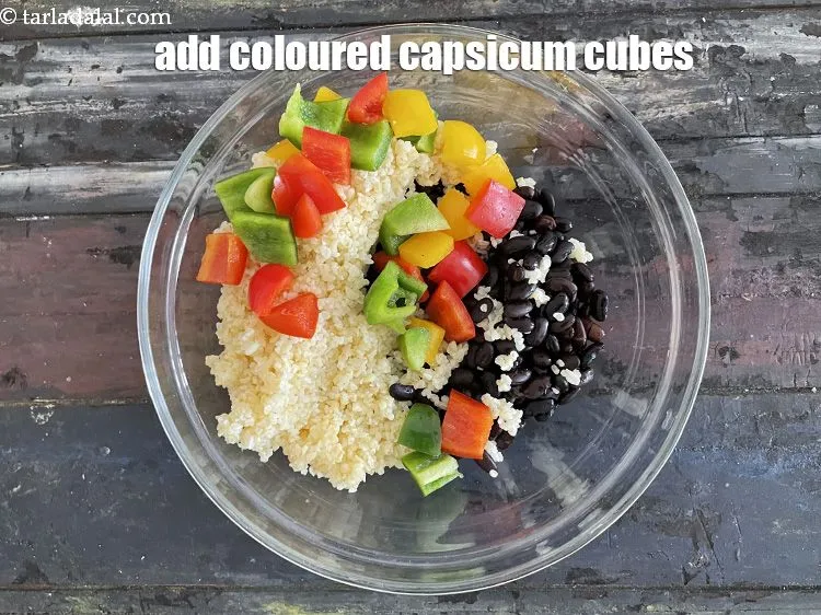 Step 33 – Add&nbsp;1/2 cup&nbsp;<a href="glossary-capsicum-cubes-170i">capsicum cubes</a>&nbsp;(yellow , red and green).