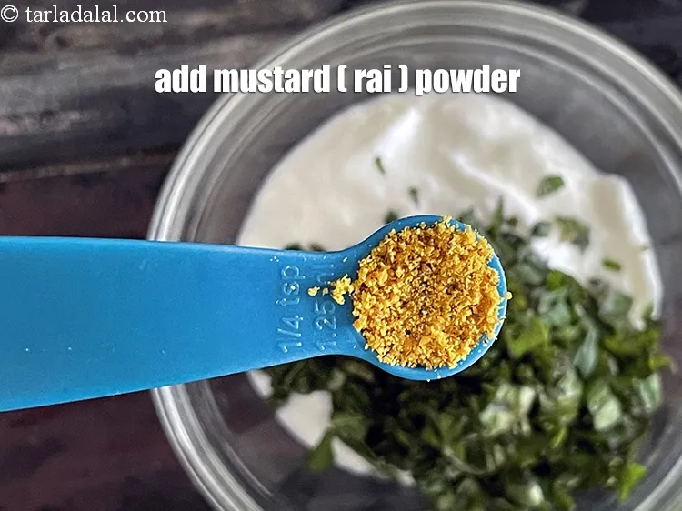 Step 13 – Add&nbsp;<meta charset="UTF-8" />1/4 tsp&nbsp;<a href="glossary-mustard-powder-rai-powder-sarson-powder-powdered-sarson-526i">mustard (rai / sarson) powder</a>.