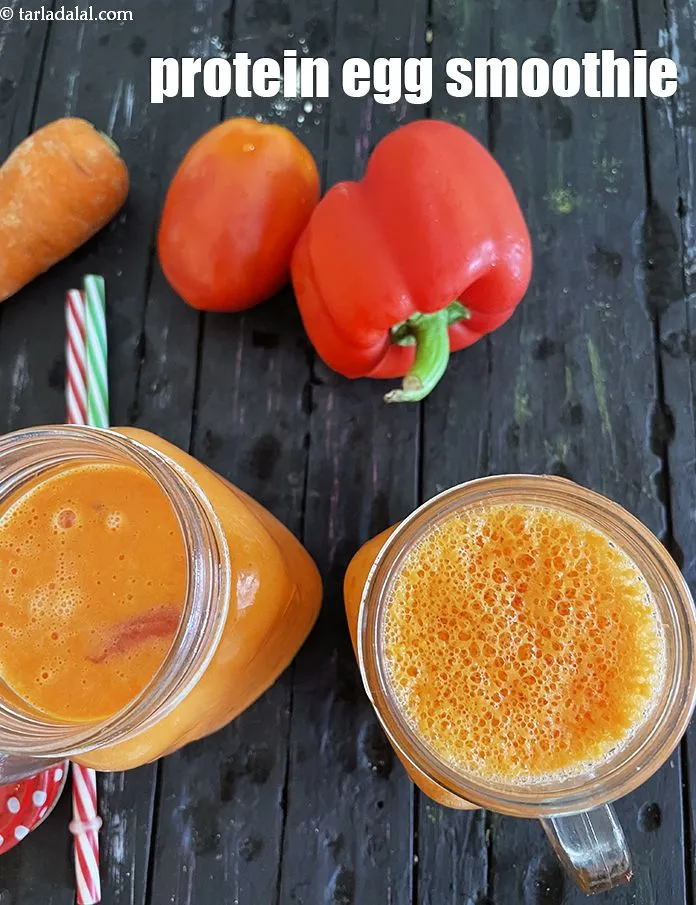 Step 13 – Serve <meta charset="UTF-8" /><strong>carrot tomato egg smoothie | Indian vegetable egg smoothie | healthy capsicum, …