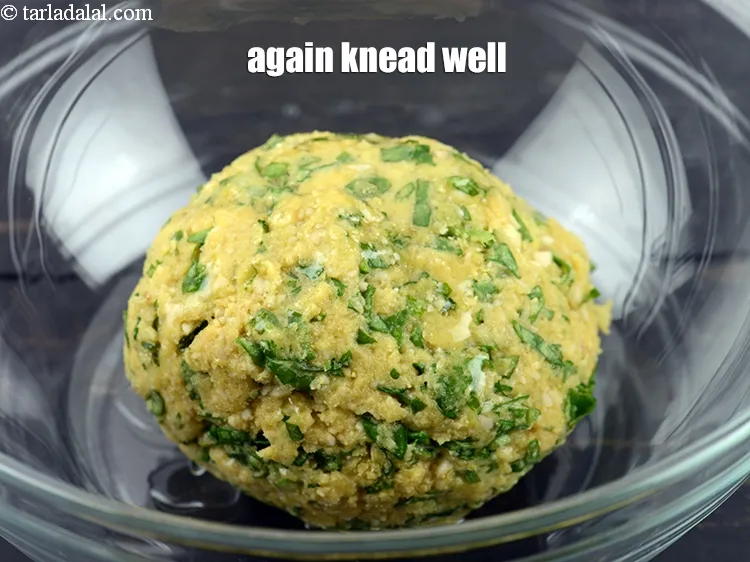 Step 11 – Add 1 tsp warm oil. Again knead well.