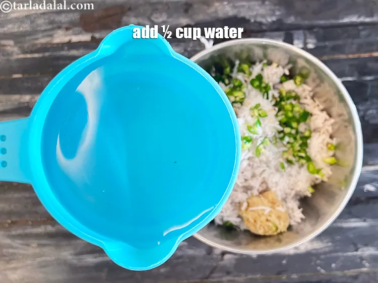 Step 16 – Add 1/2 cup of water.