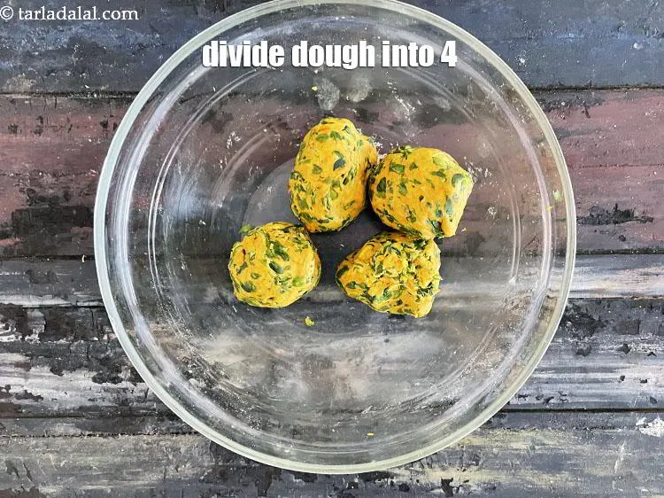 Step 12 – Divide the dough into 4 equal portions.