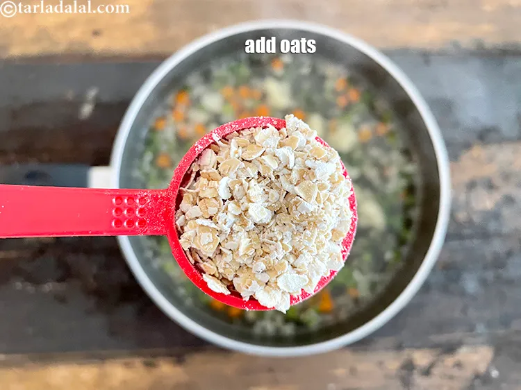 Step 19 – Add&nbsp;<meta charset="UTF-8" />2 tbsp&nbsp;<a href="glossary-quick-cooking-rolled-oats-rolled-oats-547i">quick cooking rolled oats</a>.&nbsp;Oats&nbsp;are a great source of&nbsp;<a href="https://www.tarladalal.com/recipes-for-Protein-Rich-Foods-Indian-Veg-Protein-Rich-Recipes-695">protein</a>&nbsp;for Vegetarians. It …