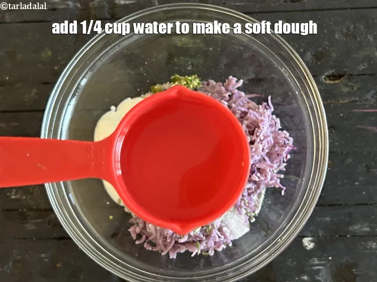 Step 13 – <p>Add 1/4 cup water to make a soft dough.</p>